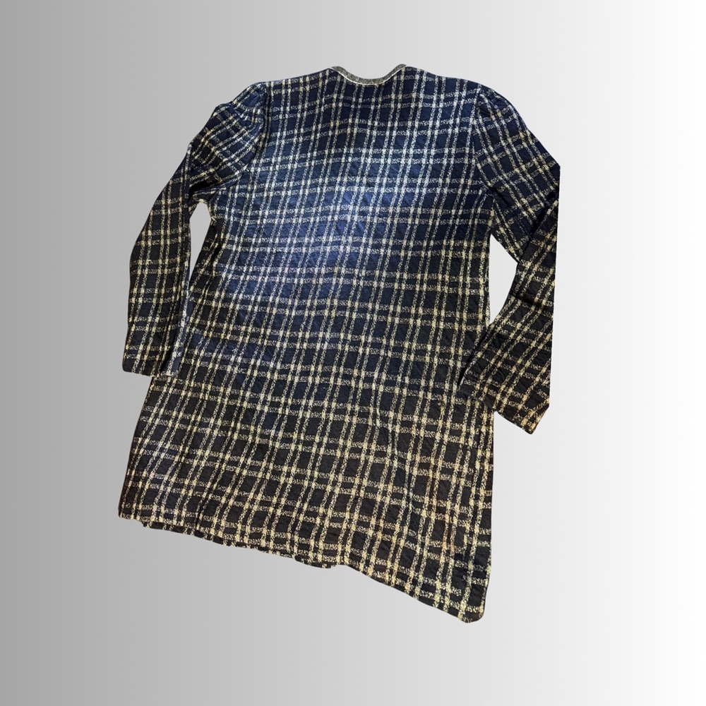 Vintage Joan Sparks for Daniel Barrett Metallic Plaid Long Cardigan Coat - Picture 3 of 7